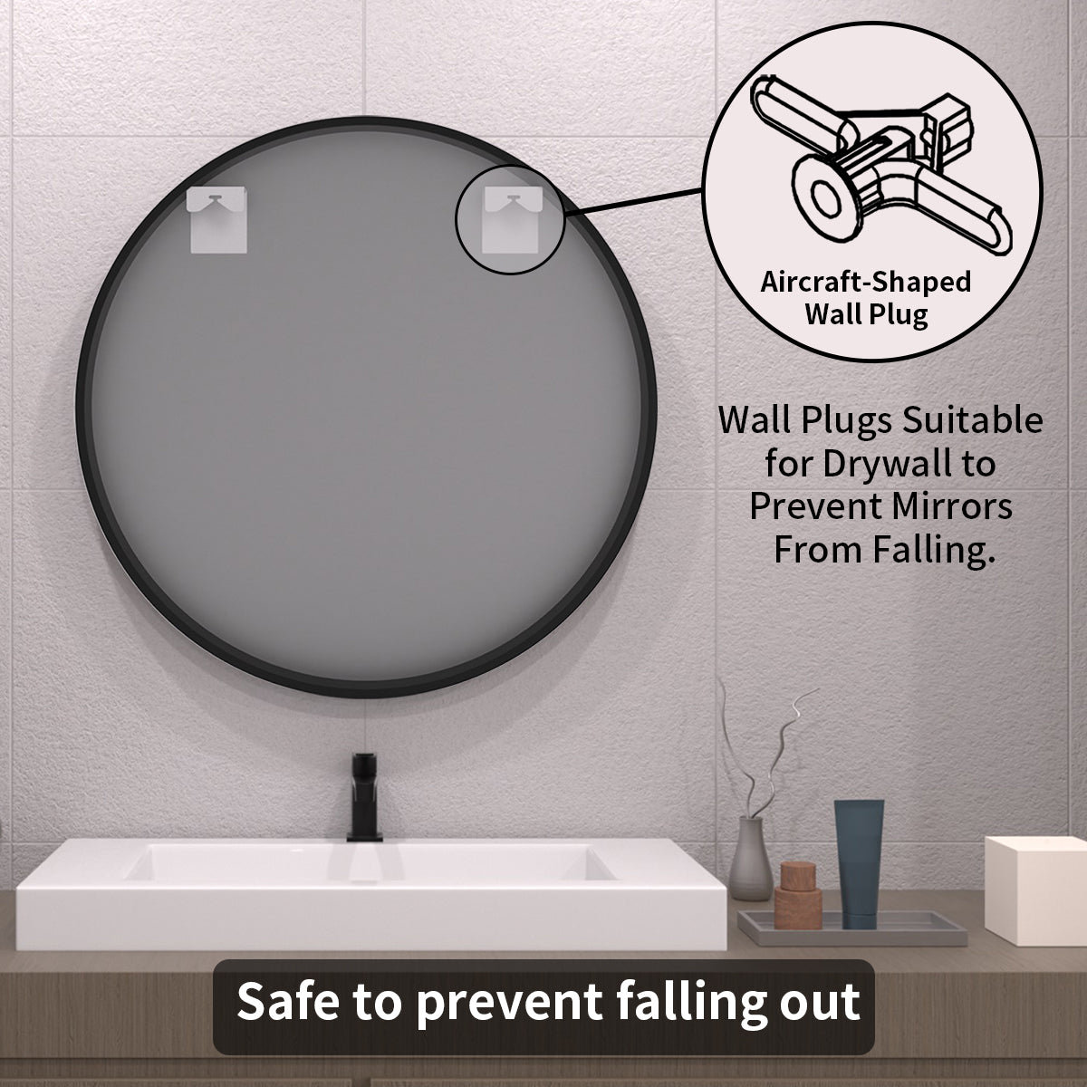 TaiMei Multiple sizes Round Framed Wall Bathroom Vanity Mirror in Matte Black rm32-BL10