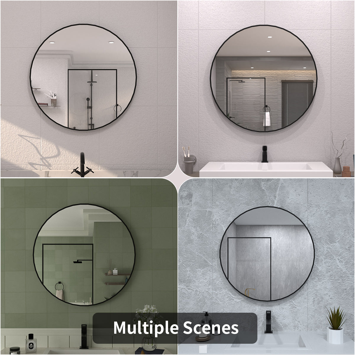 TaiMei Multiple sizes Round Framed Wall Bathroom Vanity Mirror in Matte Black rm32-BL11