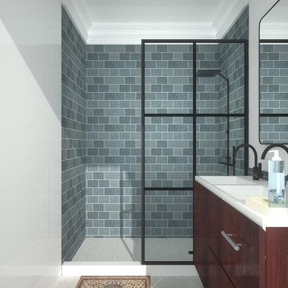 Niveal Citron 34 in. W x 72 in. H Fixed Framed Shower Door in Matte Black Finish