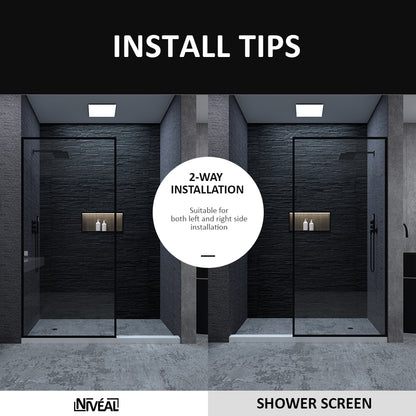 Niveal Citron 34 in. W x 72 in. H Fixed Framed Shower Door in Matte Black Finish