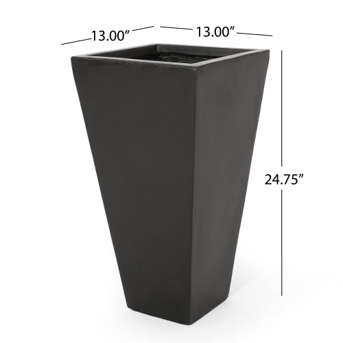 Vertex 13 in. Outdoor Modern Cast Stone Planter with MGO Construction
