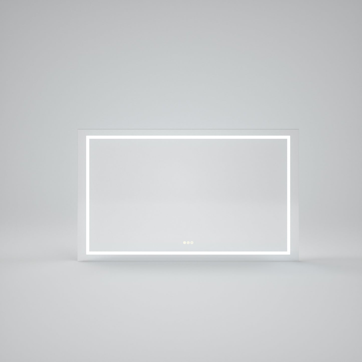 Rectangular Frameless LED Light Anti-Fog Wall Bathroom Vanity Mirror in Polished Crystal