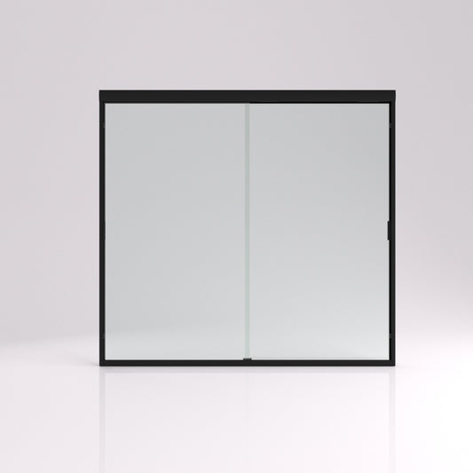 TaiMei 60 in. W x 56 in. H Sliding Semi-Frameless Tub Door  with Clear Glass